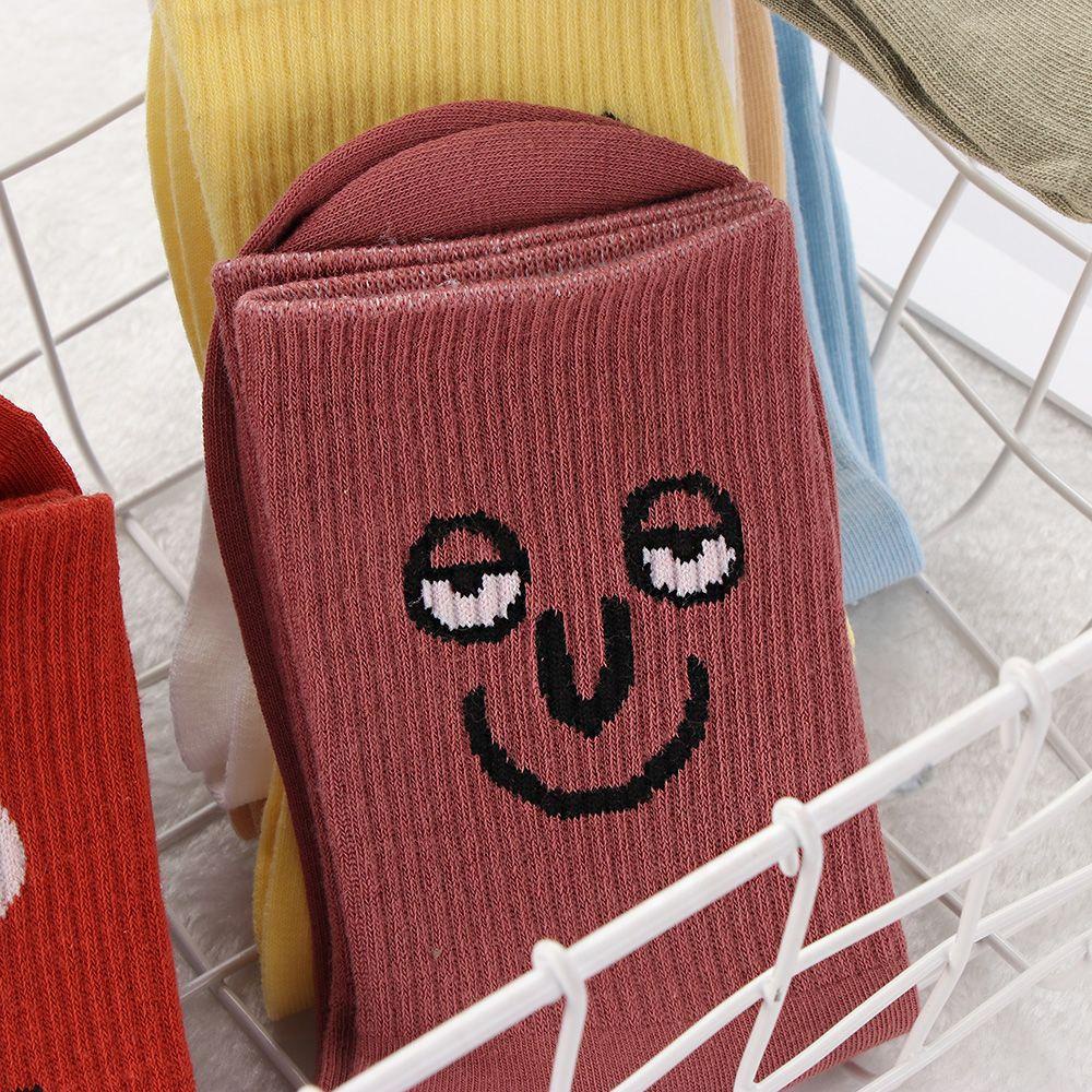 Vớ Cổ Trung Thoáng Khí In Họa Tiết Biểu Tượng Cảm Xúc Vui Nhộn