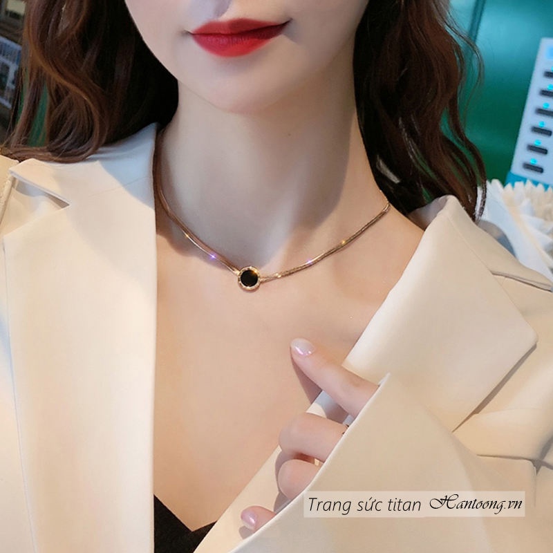 Vòng cổ titan nữ không gỉ dây chuyền nữ mặt cỏ 4 lá thiết kế thời trang sang trọng