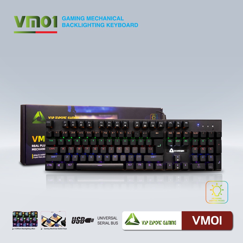 Bàn phím cơ Full-size 104 Phím VSP VM01 - Hàng chính hãng