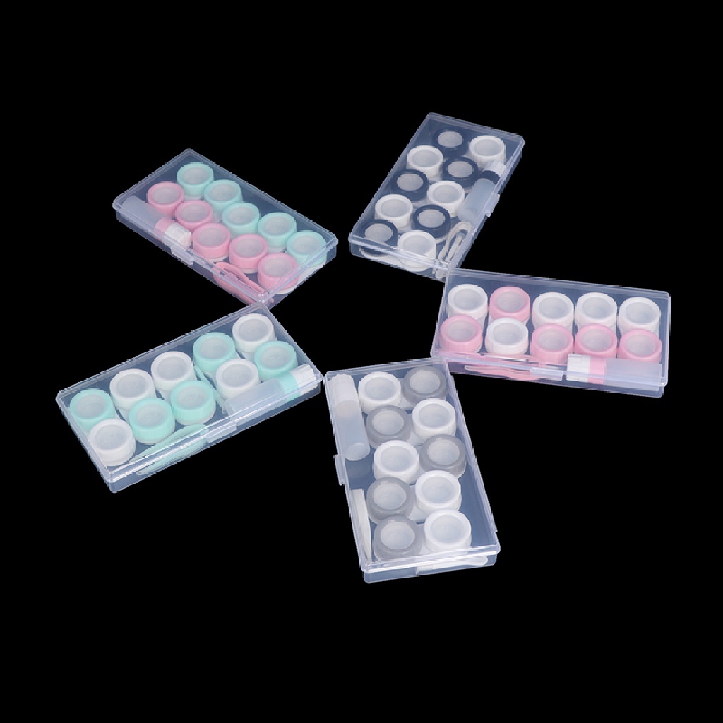 Set 5 Cặp Hộp Đựng Kính Áp Tròng Kèm Chai Và Nhíp Gắp Tiện Dụng