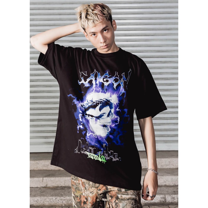 Áo thun BoBui Lightning Skull chuẩn REAL full tag túi
