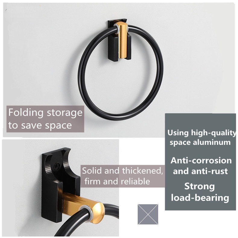 Giá Treo Khăn Tắm Bằng Nhôm Màu Đen Thiết Kế Vô Hình Tiện Dụng