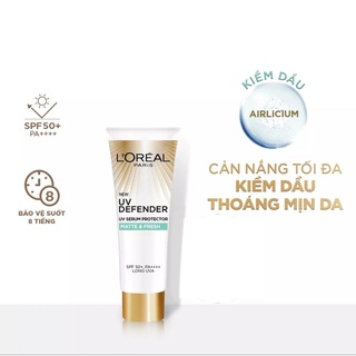 Kem chống nắng loreal kiềm dầu thoáng mịn da uv defender matte & fresh spf 50+ pa ++++