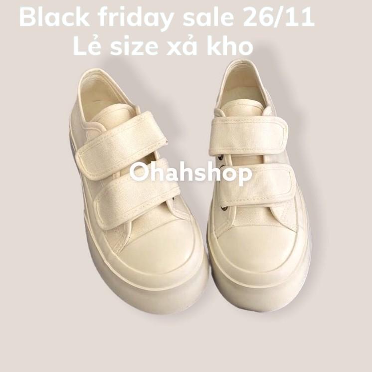 Giày Mũi Tròn Ulzzang Đế Dày Hàng Loại 1 Có Quai Dán Mẫu Mới 2021 Chất Đẹp Mầu Be Trắng Chân