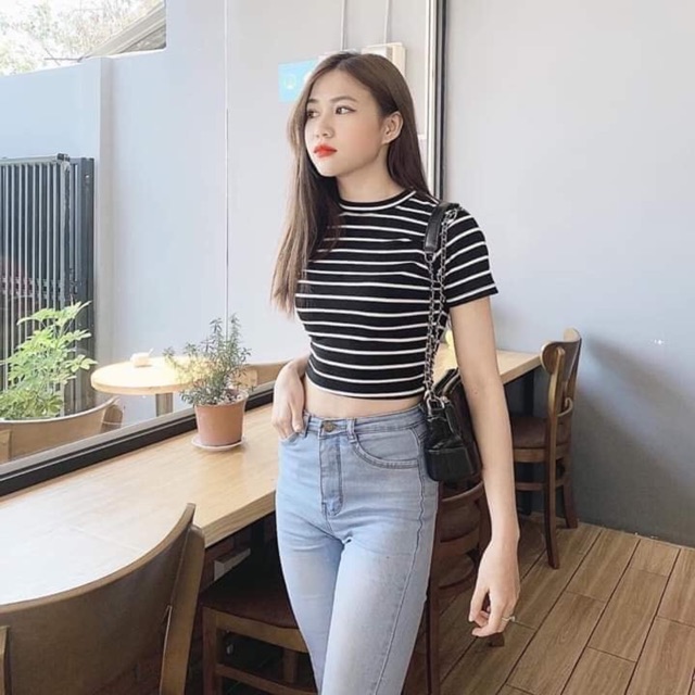 Áo thun gân croptop