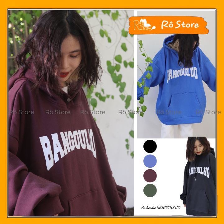 Áo hoodie form rộng tay bồng mũ 2 lớp hình in 5D BANGOULUO chất nỉ lót bông dày dặn Rô Store HD26