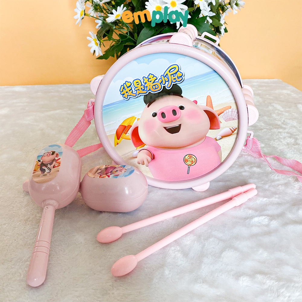 (Summer Sale 50%) Bộ đồ chơi trống kèn Emplay có mẫu kèm xúc xắc, kèn, âm vang tốt, chất liệu nhựa bền đẹp an toàn