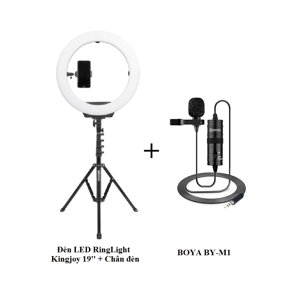 PHOTOCITY LIVESTREAM COMBO S1 - Combo Mic thu âm BOYA BY-M1 + Đèn LED RingLight Kingjoy 19'' R119 + Chân Kingjoy FL2009