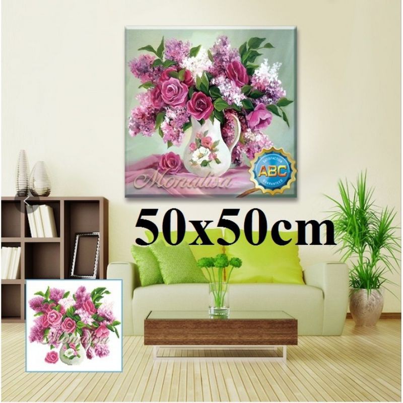 tranh đính đá bình hoa y8203 (50×50)