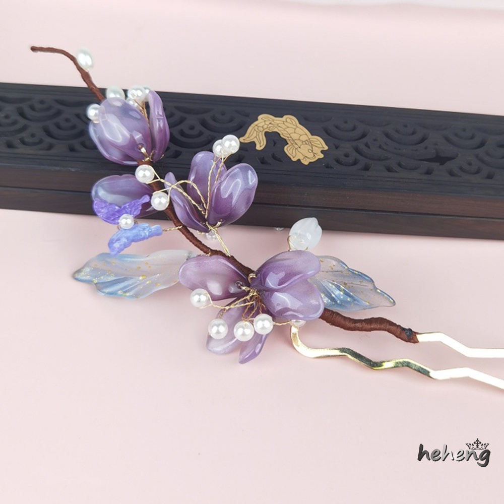 Nĩa Cài Tóc Đính Ngọc Trai Nhân Tạo Màu Sắc Retro