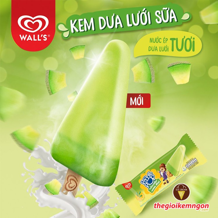 Kem dưa lưới Paddple Pop Yummy Melon Wall's 53g