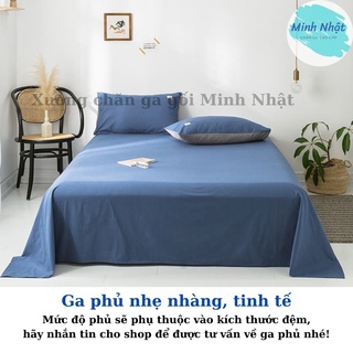 Bộ ga giường và vỏ gối Cotton Tici Minh Nhật cao cấp - drap giường bo chun đủ kích thước 1m2, 1m4, 1m6, 1m8, 2m2