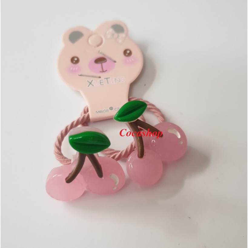 Set 2 dây buộc tóc cột tóc trái cây 3D loại to bóng cho bé gái