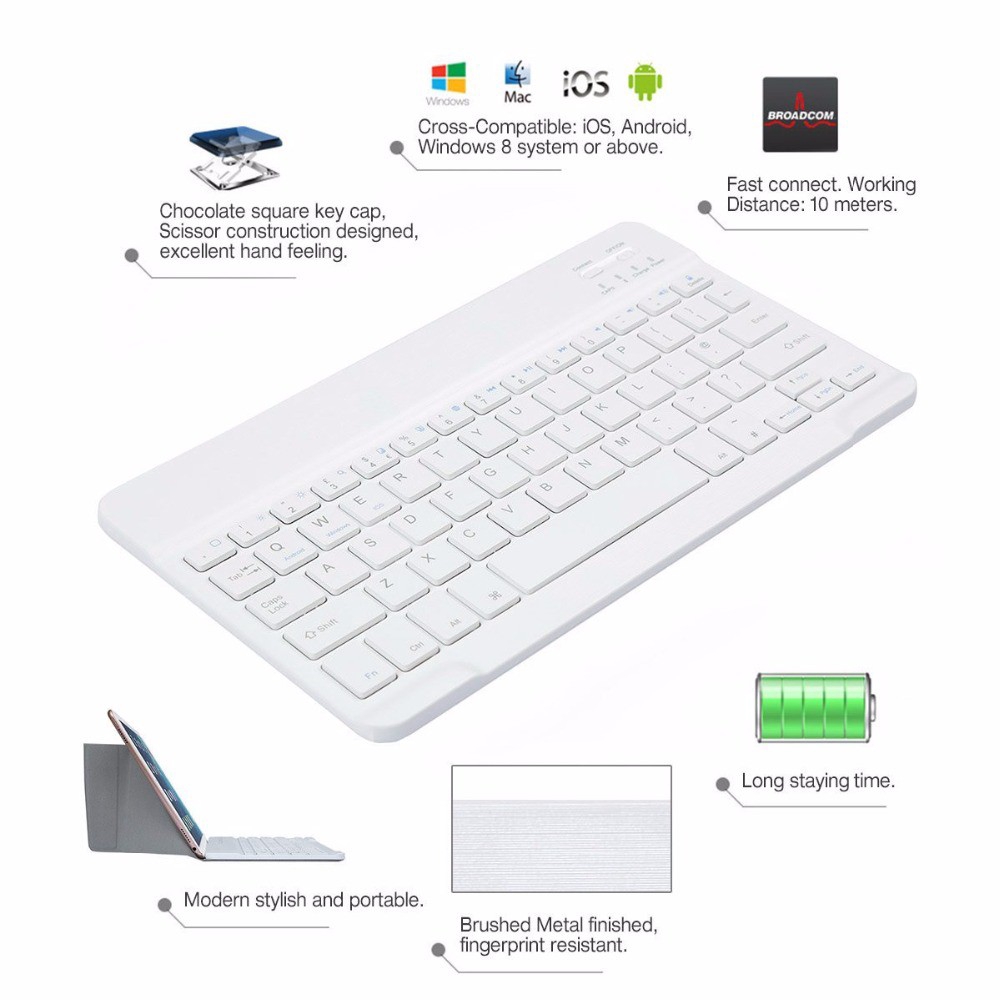 Bàn phím bluetooth không dây siêu mỏng 7 / 10 inch có thể sạc được | BigBuy360 - bigbuy360.vn