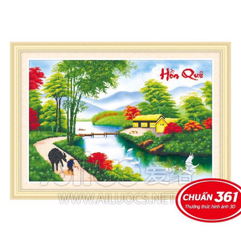 Tranh thêu chữ thập-Phong Cảnh Quê Hương 3D(AL53375)