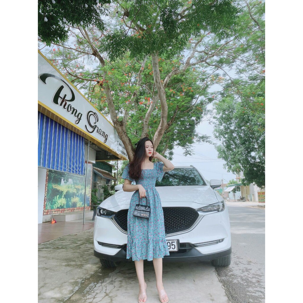 Đầm bầu thời trang MKA817N hoa nhí chun ngực