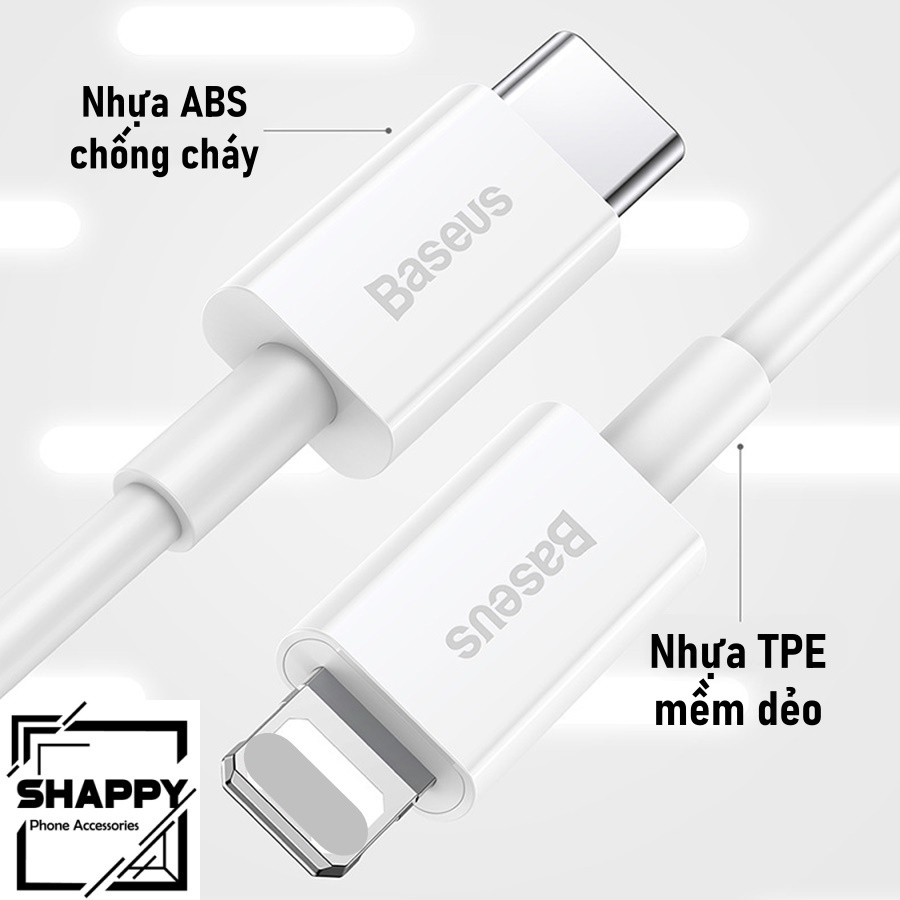 Dây Sạc Nhanh 20W Baseus TypeC To IPhone - Bảo Hành 06 Tháng [Shappy Shop]