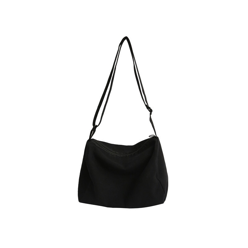 Túi Tote Đeo Chéo Trống Có Khóa Kéo, Chất Liệu Vải Canvas, Phong Cách Hàn Quốc T18