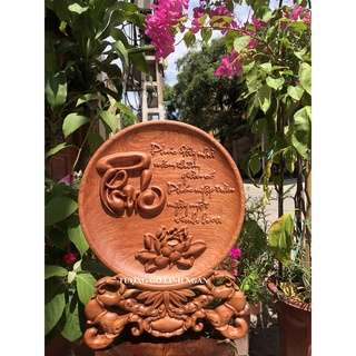Tranh đĩa gỗ hương (đường kính đĩa 30 cm, cao 40 cm, dày 3 cm)