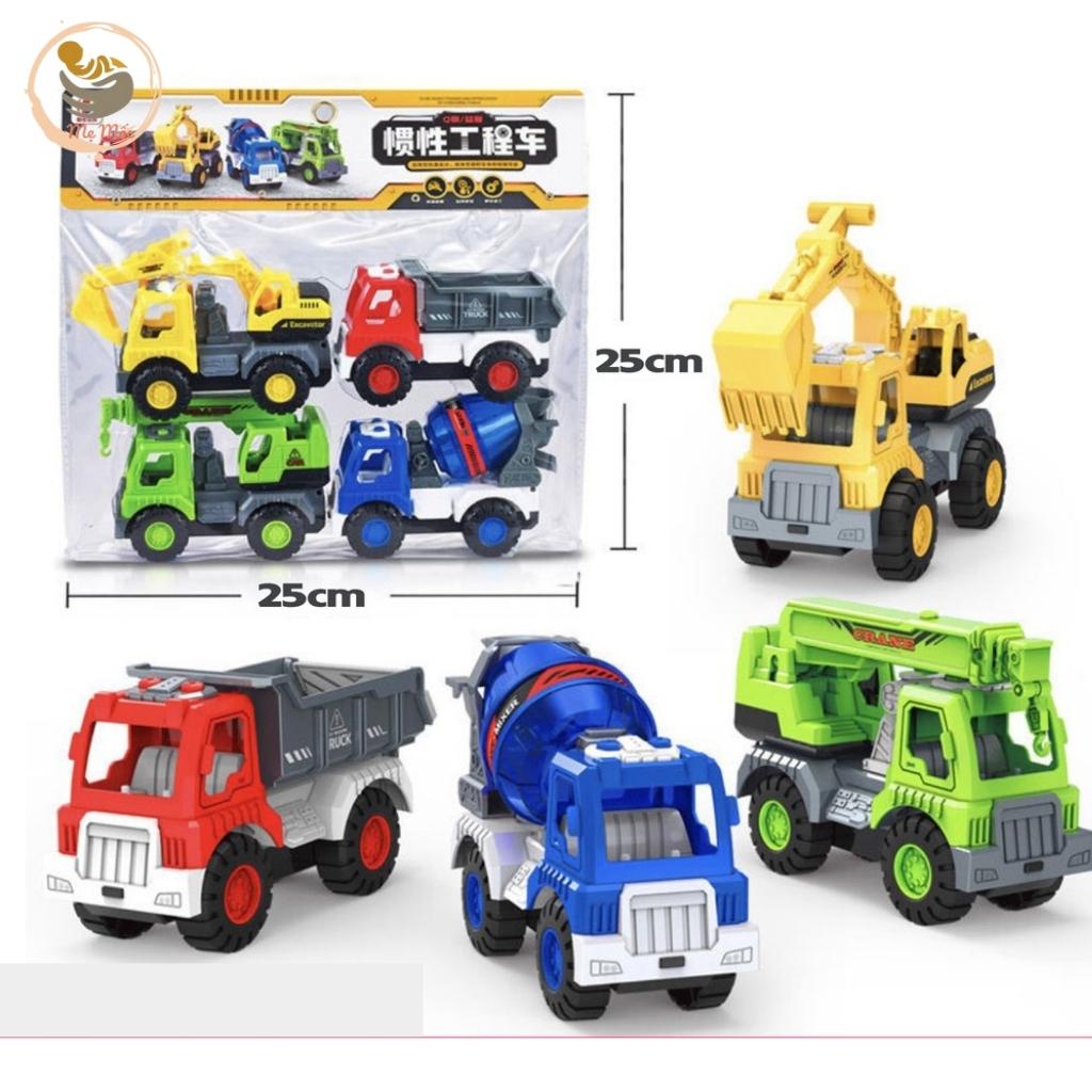 Set 4 Xe Ô Tô Đồ Chơi Cho Bé, Set Đồ Chơi 4 Ô Tô Công Trình Nhiều Màu Sắc, Mẹ Mốc Shop