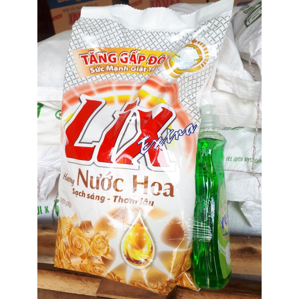 Bột giặt Lix hương nước hoa 5,5kg - tặng nước rửa chén 400ML