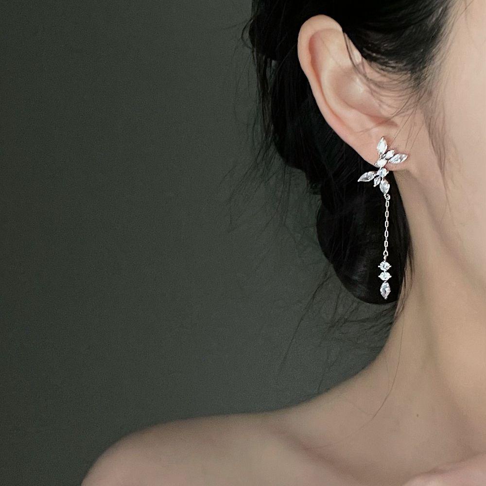 Hoa Tai Dáng Dài Phối Tua Rua Thời Trang Thanh Lịch Cho Nữ|Đôi Bông Tai Đính Đá Thời Trang Cho Nữ