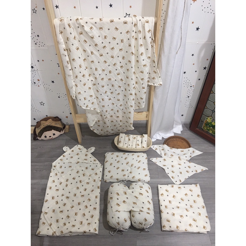 Full set các mẫu Hổ - Gấu các loai-chăn gối cho bé cao cấp xô muslin