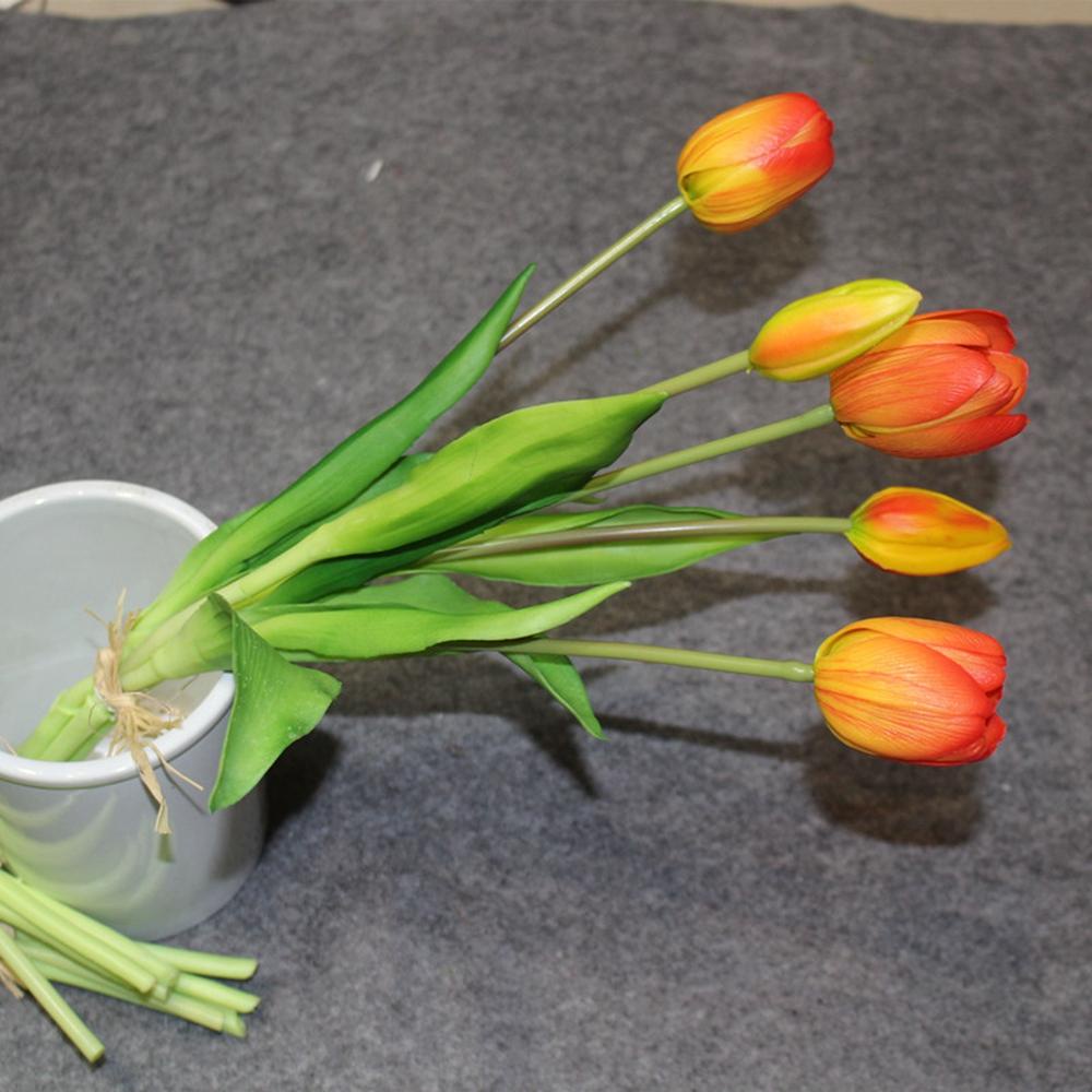 PATRICIA Set 5 Bông Hoa Tulip Nhân Tạo Bằng Silicon Mềm Mại Trang Trí Tiệc Cưới