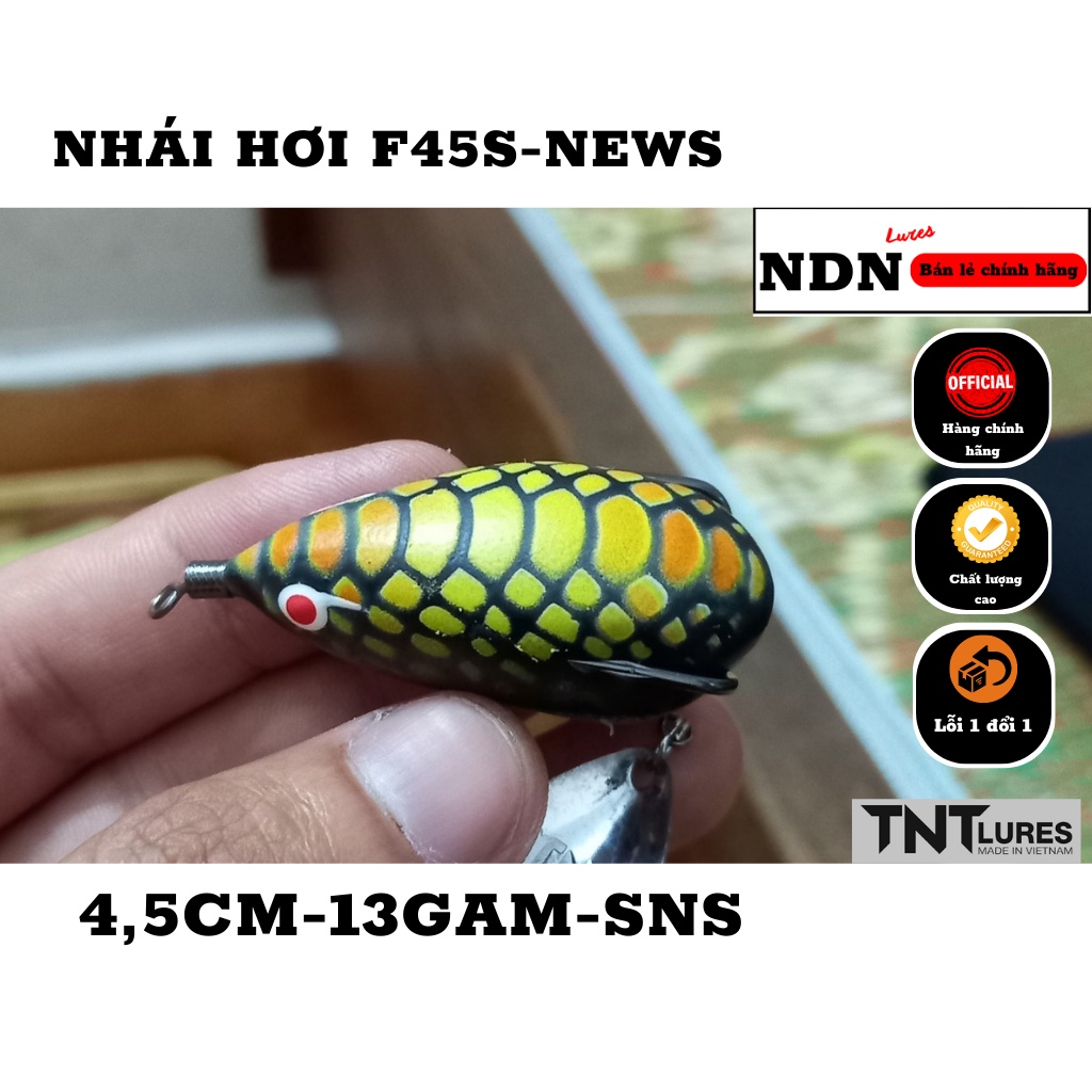Mồi lure NHÁI HƠI F45S TNT Lure, mồi giả câu cá lóc 4.5cm-13gam-action chìm NEWS