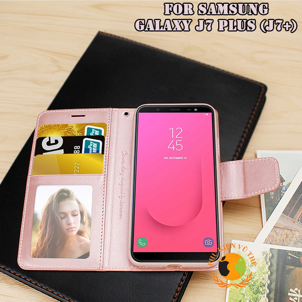 Bao Da Kèm Ví 2 in 1 Dành Cho Điện Thoại Samsung Galaxy J7 Plus Hanman Cao Cấp | BigBuy360 - bigbuy360.vn
