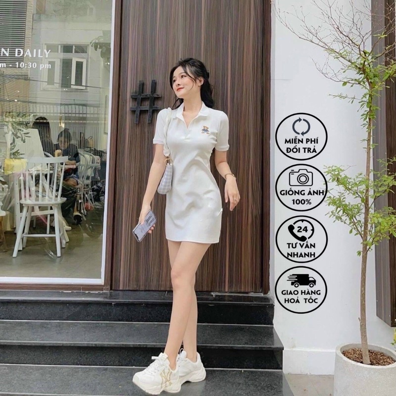 Đầm dáng suông polo thun cotton 4 chiều co giãn cực tốt
