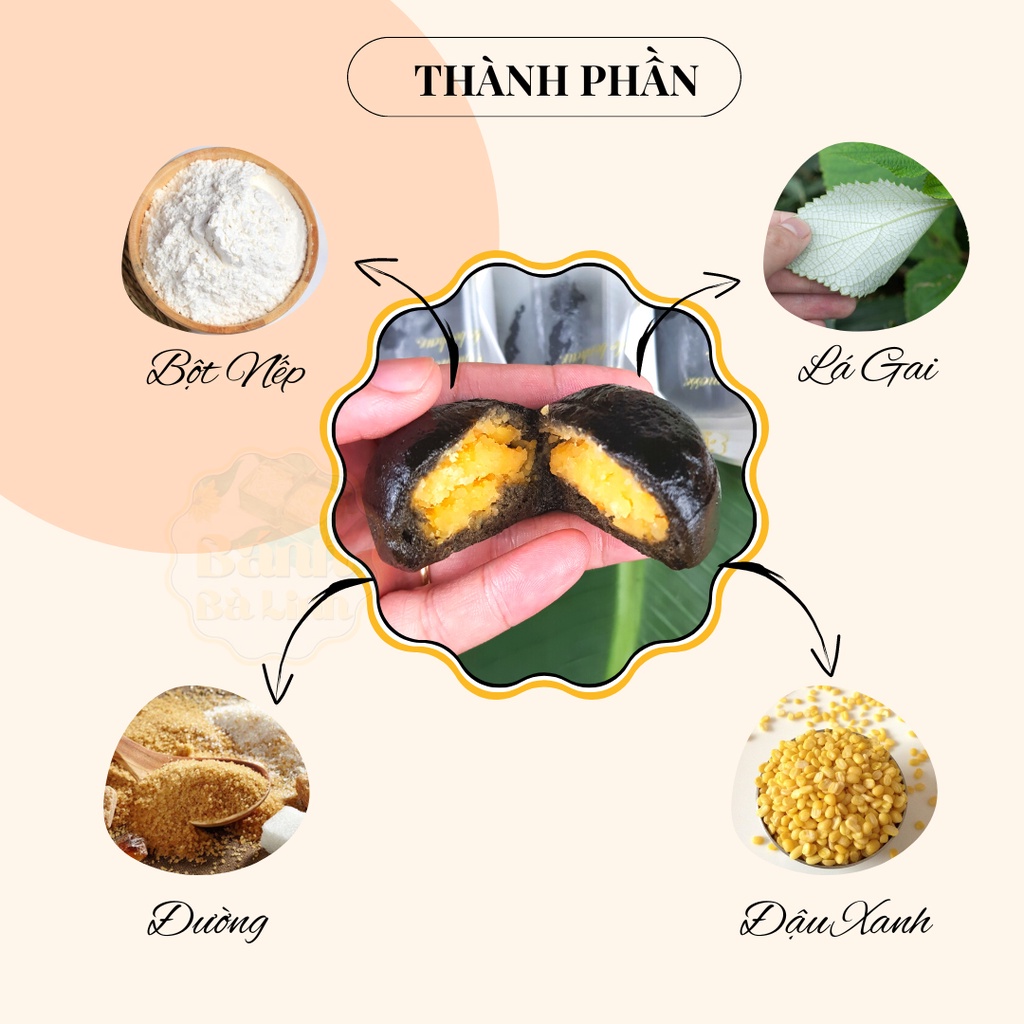 Bánh Ít Lá Gai Đặc Sản Nhân Đậu Xanh, 50 Cái, Hương Vị 100 Năm - Bánh Bà Linh