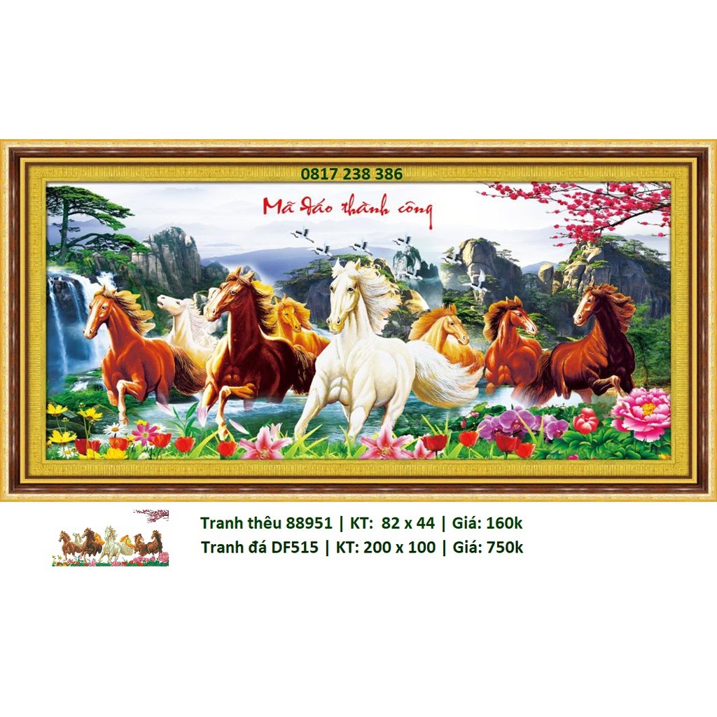 tranh thêu chữ thập ngựa Mã Đáo Thành Công 88951 (82 × 44 cm)