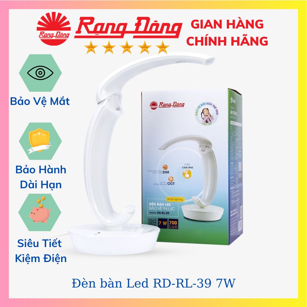 Đèn Để Bàn Đa Năng Rạng Đông, Đèn Bàn Led Cho Học Tập, Trang Trí, Ngủ Bảo Vệ Mắt Siêu Tiết Kiệm Điện Model RD-RL-39 7W