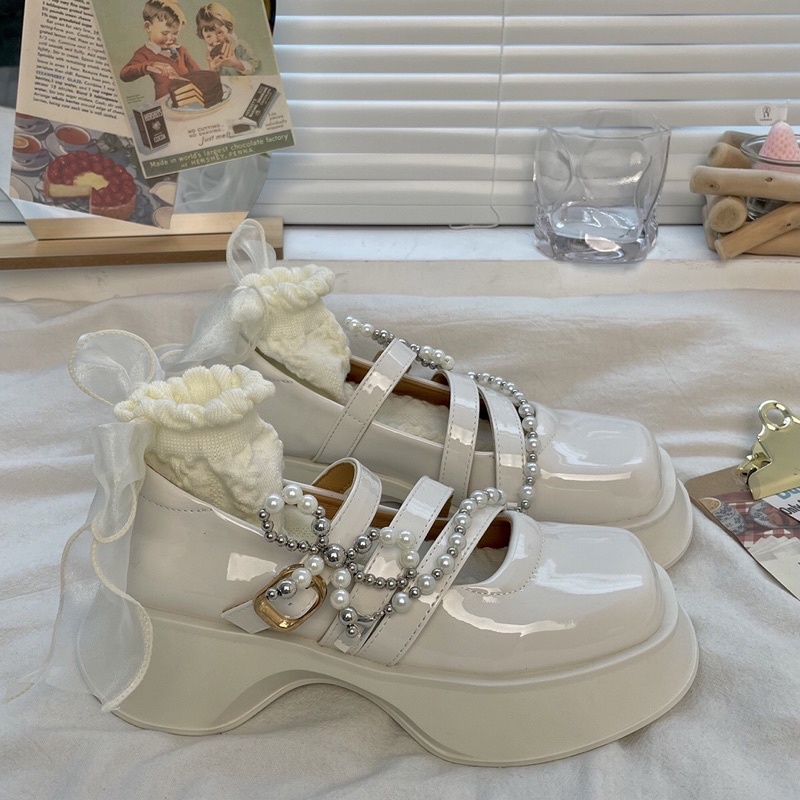 Giày lolita nữ độn đế cao,Giày da ulzzang nữ phong cách Hàn Quốc LT23