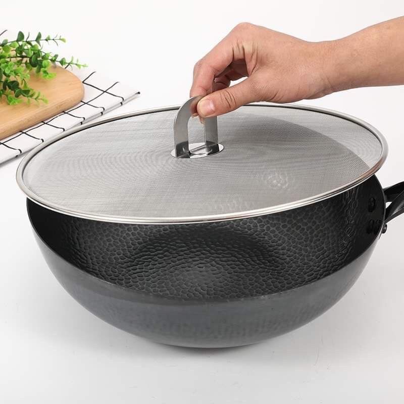 Nắp lưới đậy chảo chống văng dầu mỡ inox đủ size 25cm - 29cm - 33cm cao cấp