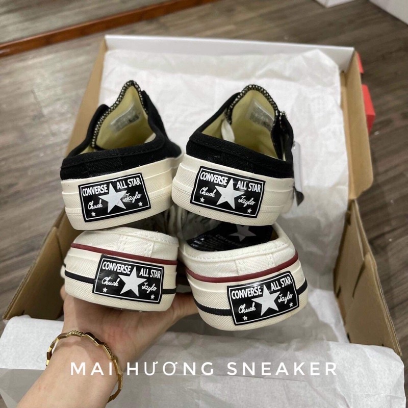 Giày thể thao nam nữ sneker - Sục convesre đen trắng , đạp gót hàng 11 full box full bill
