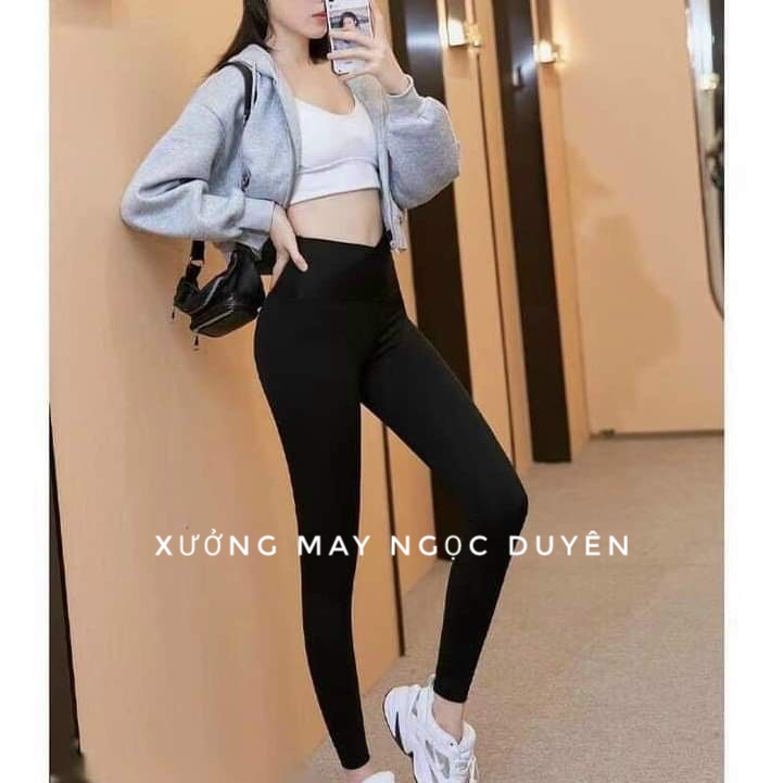 Quần legging nữ cạp cao vạt chéo gen bụng nâng mông Dáng tregging dài ôm body thun gân vải Umi co giãn full hộp tập gym