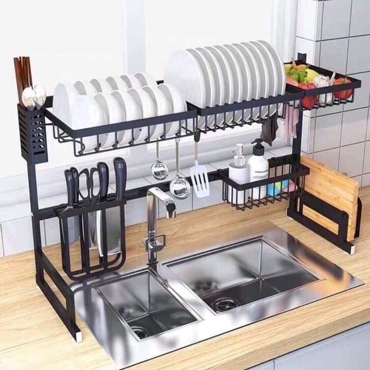Kệ để chén đĩa, úp bát Thép Carbon cao cấp (MÀU ĐEN)