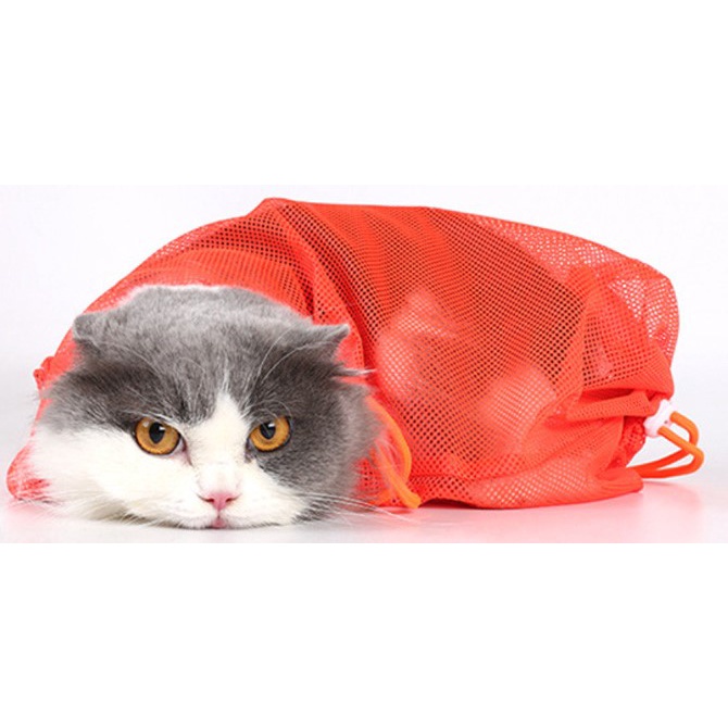 Túi lưới hỗ trợ tắm mèo làm bằng chất liệu cao cấp polyester tránh bị cào hoặc mèo vùng vẫy khi tắm cho bé