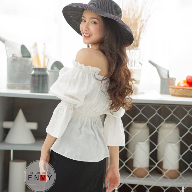 Áo kiểu nhún vai bèo siêu hot hit ENVY - A03