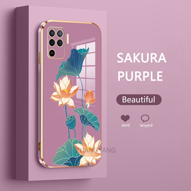 ốp lưng oppo a94 ốp điện thoại oppo a94 Ốp Điện Thoại TPU Dẻo Mạ Màu Họa Tiết Hoa Sen Sang Trọng