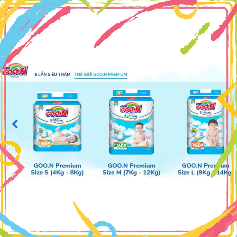 Bỉm Goon Premium đại dán, quần M60/M56/L50/L46/XL46/XL42/XXL36/XXXL26