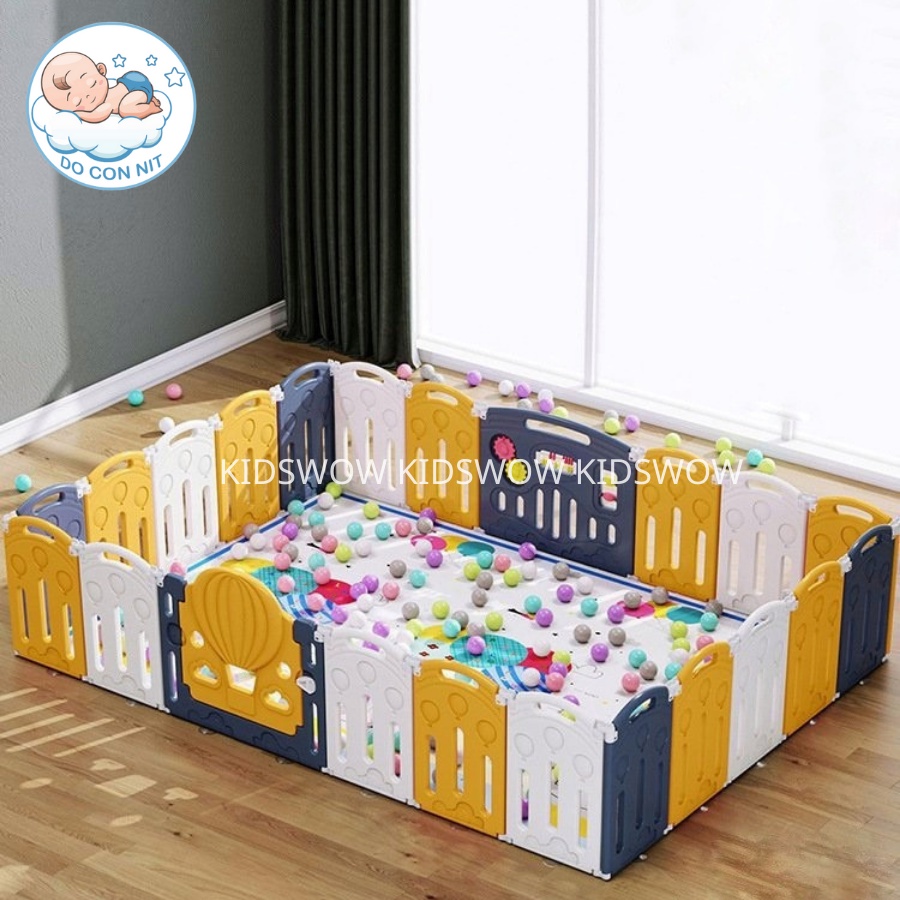[Tặng thảm + 100 banh] Quây Cũi Nhựa Kidswow Hoạ Tiết Khinh Khí Cầu Cho Bé