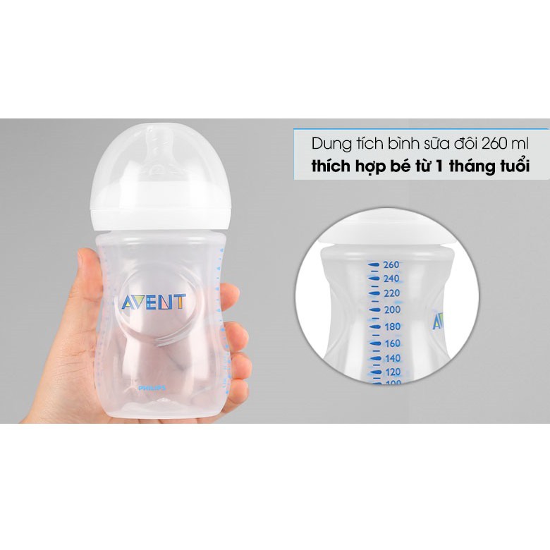 Bình sữa Philips Avent Natural bằng nhựa PP không có BPA 260ml