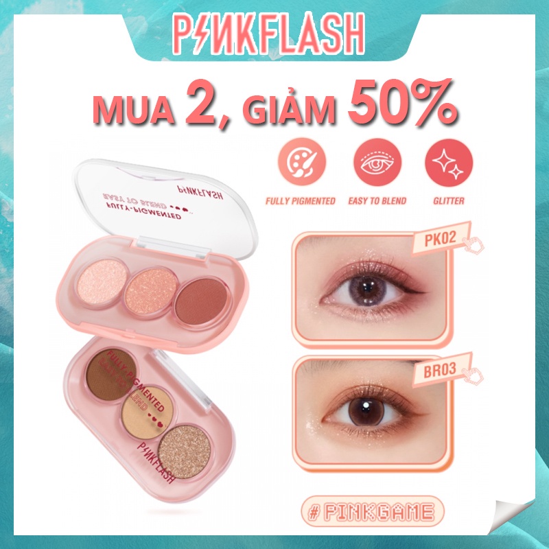 Bảng phấn mắt Pink Flash dễ pha trộn trang điểm chống nước lâu trôi
