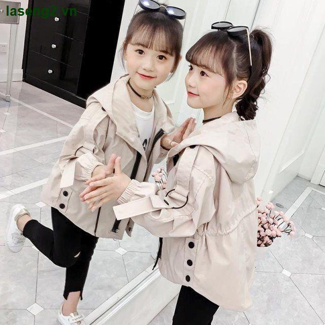 Áo Khoác Chống Gió Phong Cách Hàn Quốc Thời Trang Xuân Thu Năm 2021 Cho Bé Gái 6-8 Tuổi