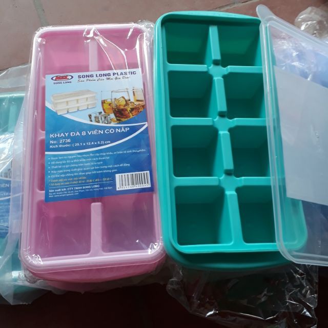 Khay đá có nắp loại 8 viên nhựa Việt Nhật, Khay đựng đồ ăn dặm cho bé