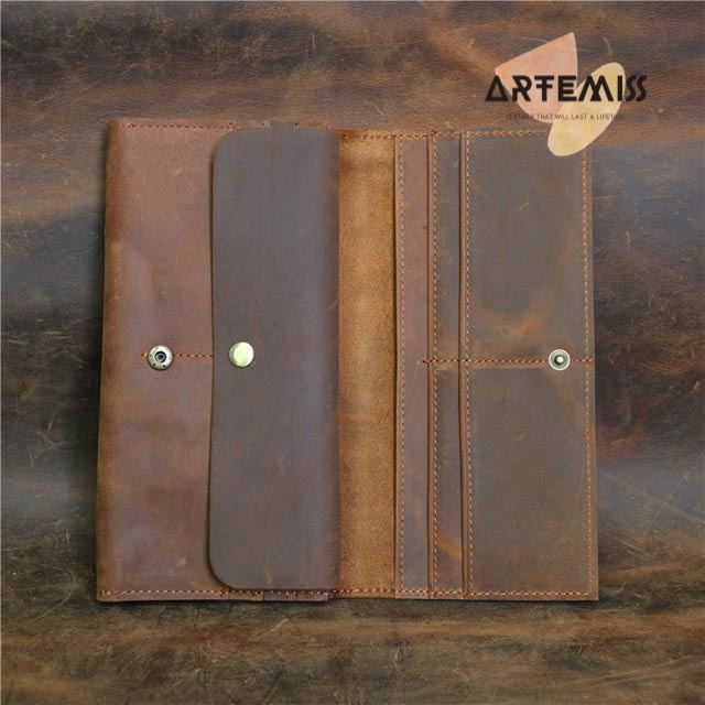 Ví dài nam ⚡FREESHIP⚡da bò thật 100% cầm tay retro Lịch lãm, phong cách, bền đẹp. BH 12t Tặng Vớ nam P02N2A0