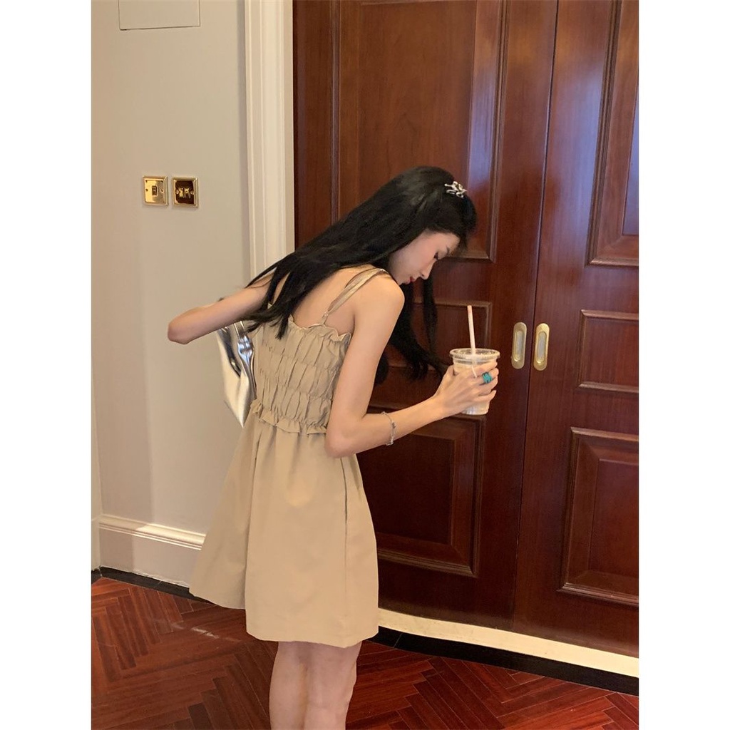 Summer 2022 new khakis children wear high waist wide leg jumpsuits loose show thin straps casual shorts